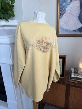 Northern Reflections Autumn Pale Yellow Floral Crewneck Sweater